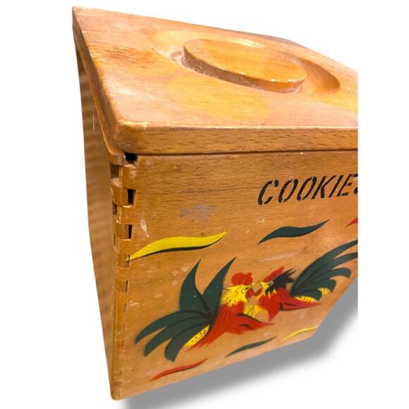 Set of 5 Nesting Wooden Canisters Vintage Rooster Cookies Flour Sugar Coffee Tea - Picture 4 of 8